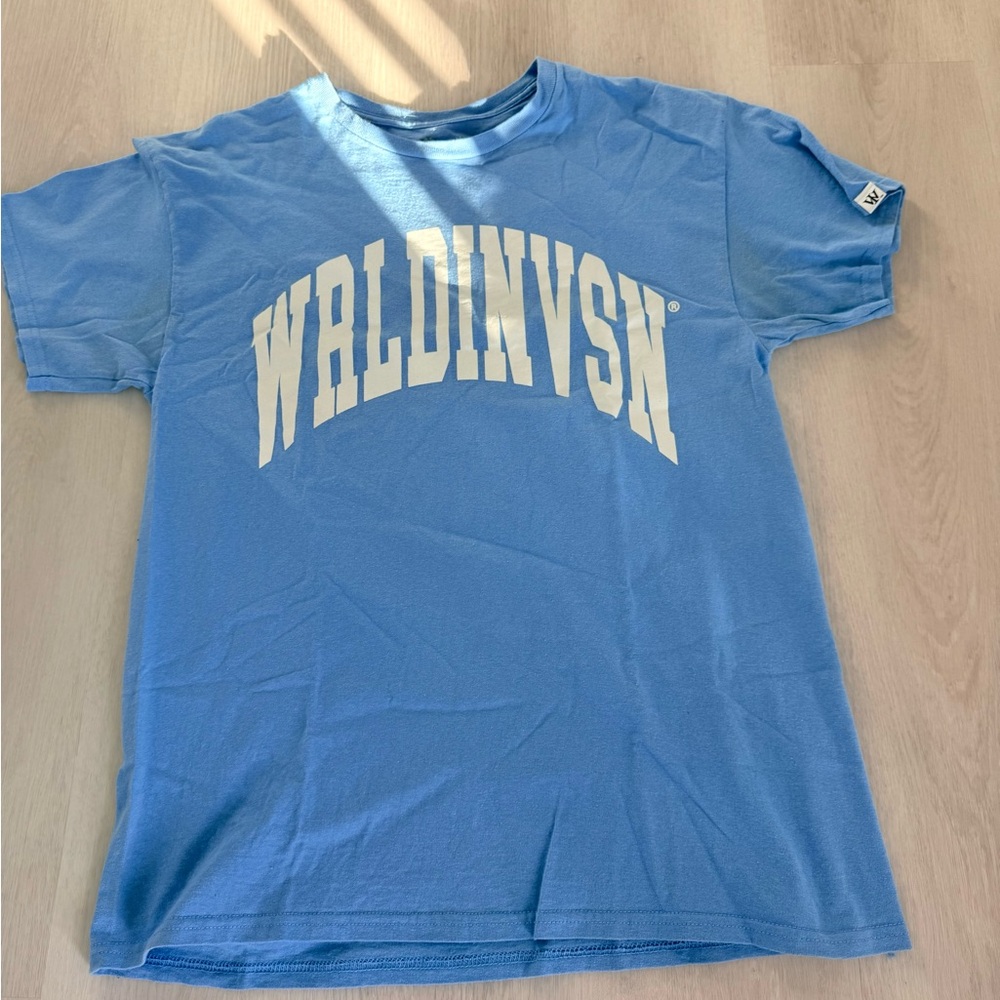 WRLDINVSN Blue tee Size Large